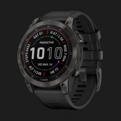Смарт-годинник Garmin Fenix 7 Sapphire Solar (Carbon Gray DLC/Black Band) (010-02540-20)