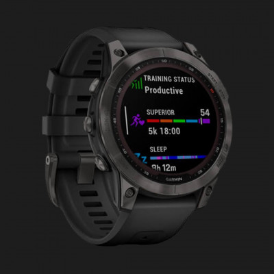 Смарт-годинник Garmin Fenix 7 Sapphire Solar (Carbon Gray DLC/Black Band) (010-02540-20)