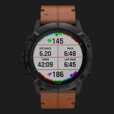 Смарт-годинник Garmin Fenix 6X (Black DLC/Chestnut Leather Band) (010-02157-14)