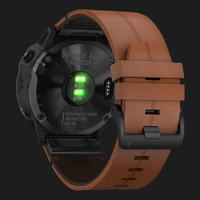 Смарт-годинник Garmin Fenix 6X (Black DLC/Chestnut Leather Band) (010-02157-14)