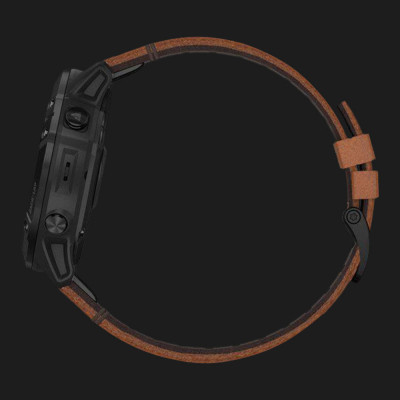 Смарт-годинник Garmin Fenix 6X (Black DLC/Chestnut Leather Band) (010-02157-14)