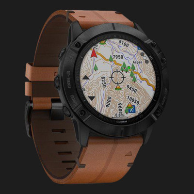Смарт-годинник Garmin Fenix 6X (Black DLC/Chestnut Leather Band) (010-02157-14)
