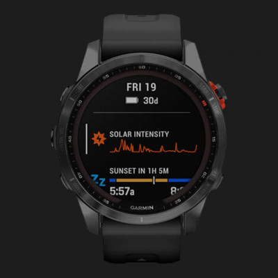 Смарт-годинник Garmin Fenix 7S Solar (Slate Gray/Black Band) (010-02539-13)