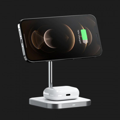 Зарядний пристрій Satechi Aluminum 2-in-1 Magnetic Wireless Stand (ST-WMCS2M)