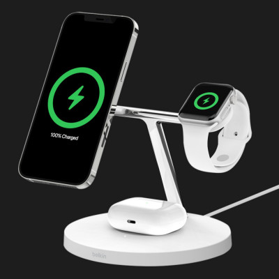 Зарядний пристрій Belkin 3-in-1 Wireless Charger with MagSafe 15W (Black)