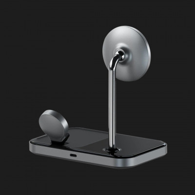 Зарядний пристрій Satechi Aluminum 3-in-1 Magnetic Wireless Charging Stand (ST-WMCS3M)