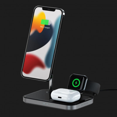 Зарядний пристрій Satechi Aluminum 3-in-1 Magnetic Wireless Charging Stand (ST-WMCS3M)