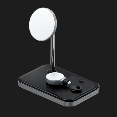 Зарядний пристрій Satechi Aluminum 3-in-1 Magnetic Wireless Charging Stand (ST-WMCS3M)