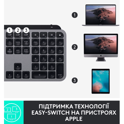 Клавіатура Logitech MX Keys for Mac Advanced (Space Grey) (920-009558)