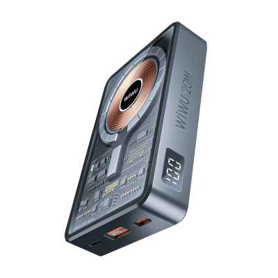 Зовнішній акумулятор Wiwu JC-21 Transparent Wireless 10000mAh (Space Grey)