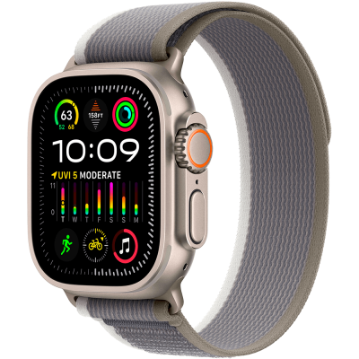 Смарт-годинник Apple Watch Ultra 2 49mm (Natural Titanium/Green‑Gray Trail Loop – M/L) (MRF43)